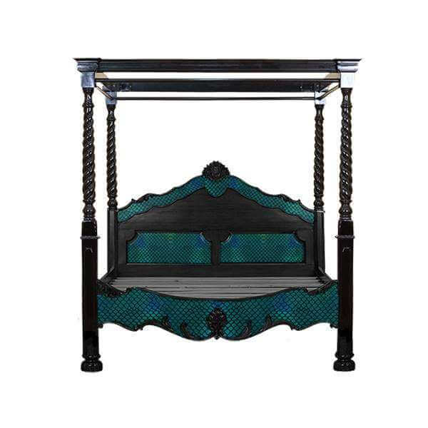 Haunt Odyssey Queen Bed with Canopy - Bespoke Gothic and Modern Provincial Furniture, offering customisation, worldwide shipping, and interest-free payment plans.