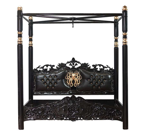 Haunt Kraken Mahogany Bed - Available in all sizes (Metal/Wood version) - Bespoke Gothic and Modern Provincial Furniture, offering customisation, worldwide shipping, and interest-free payment plans.