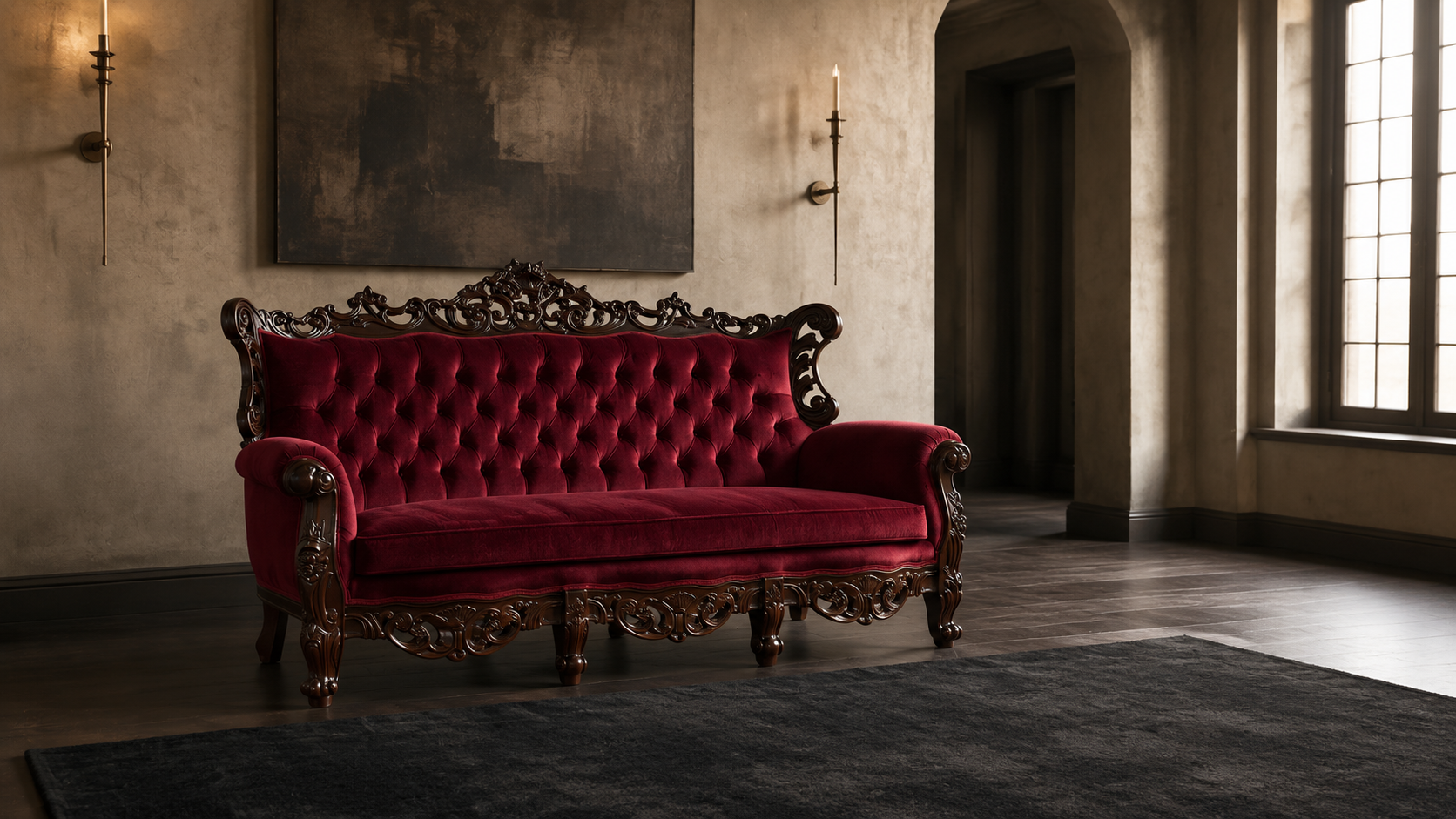 Haunt Maleficent Lounge in a refined modern gothic living room