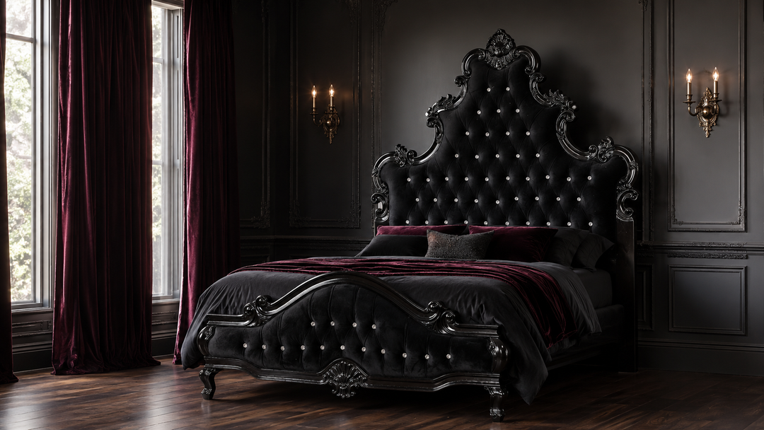 Haunt Aphrodite Bed styled in a refined Victorian gothic bedroom