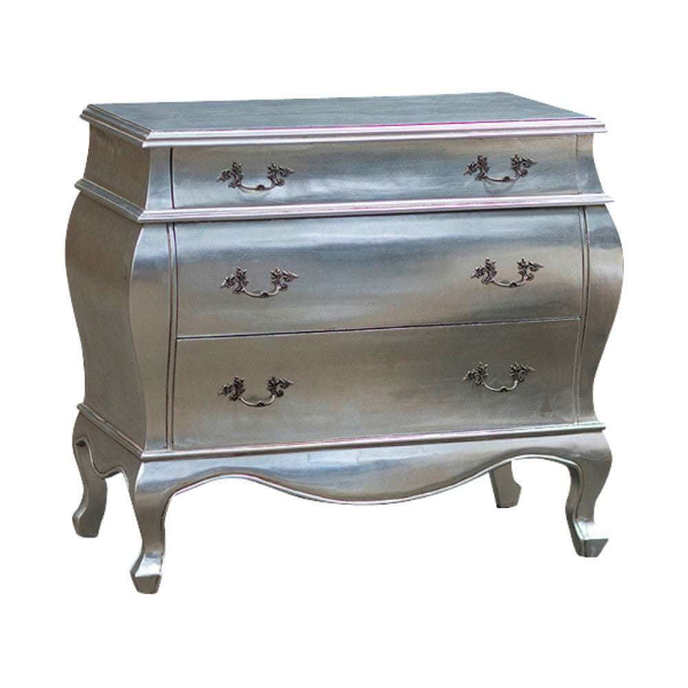 The Aphrodite Dresser, a handcrafted bombe-style chest of drawers with a curved body, shaped apron and cabriole-inspired legs.