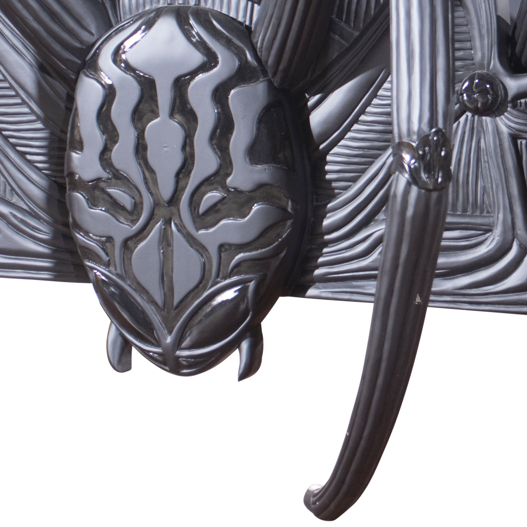 The closeup of the arachnid bed spider head