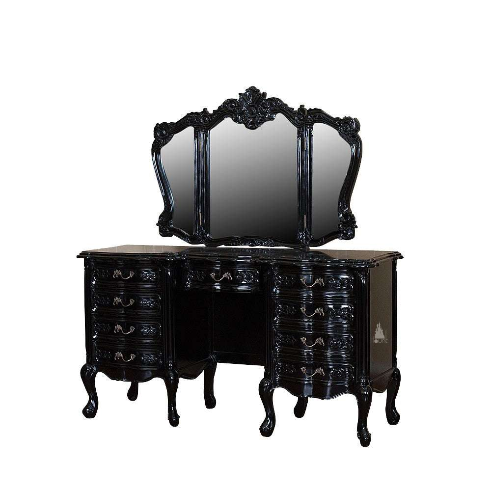 Another view of the Cinderella Vanity, a full dressing table with a broad drawer base