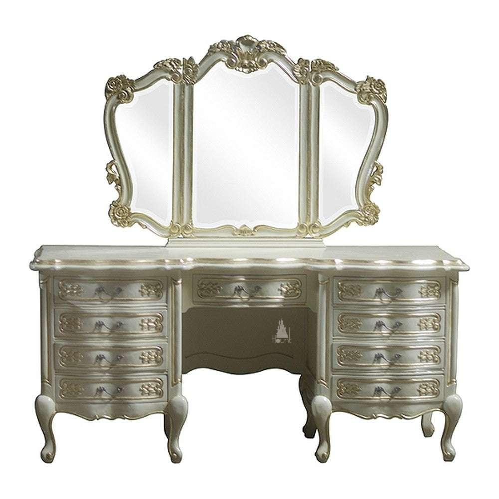 Another view of the Cinderella Vanity, a full dressing table with a broad drawer base