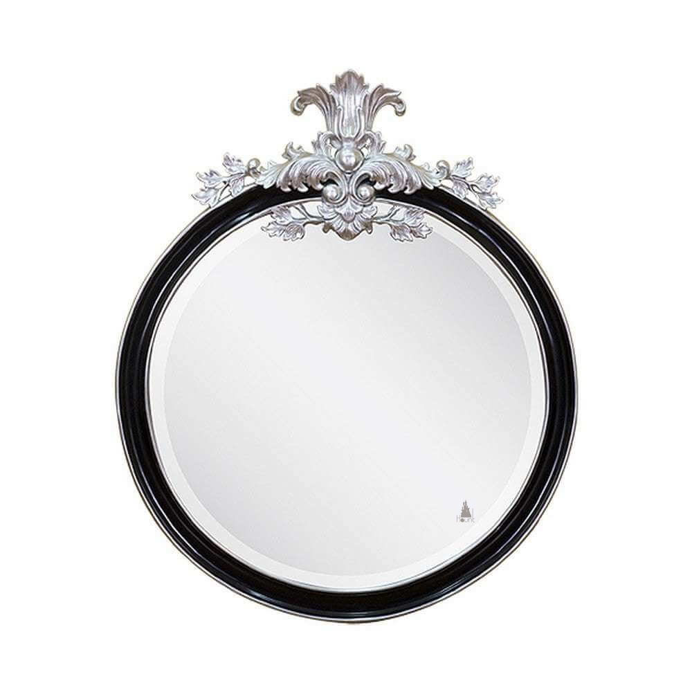 Another view of the Countess Mirror, a round wall mirror with a bold circular frame