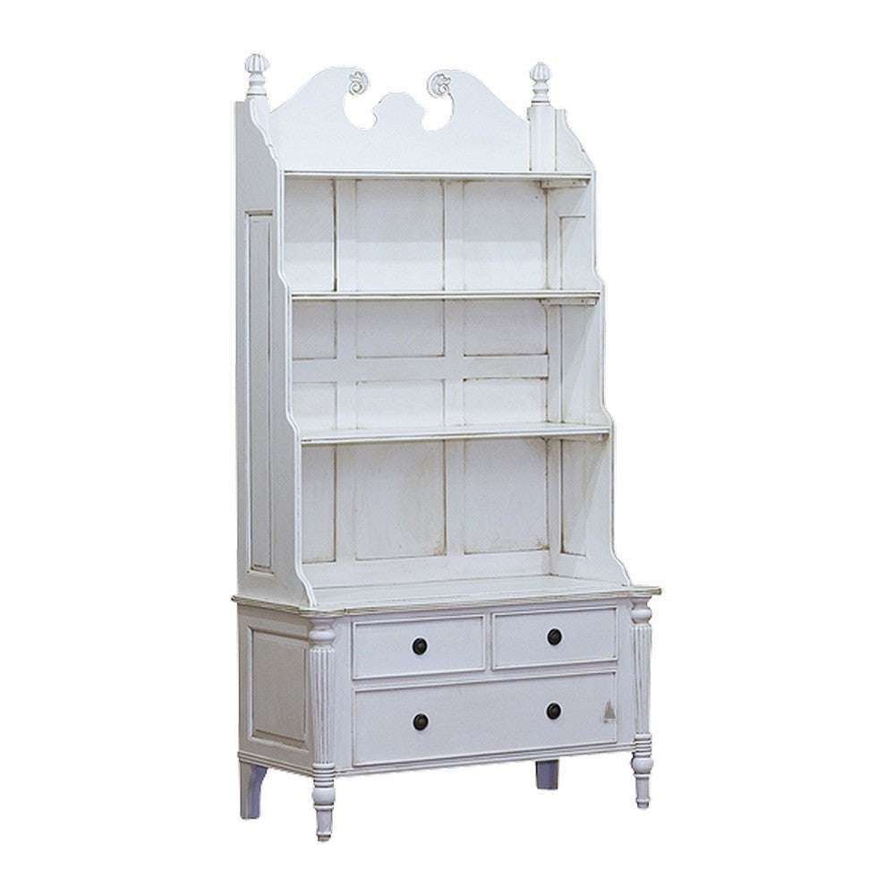 custom Luxe Bookcase with open shelves, lower drawers and shaped crest - additional view 2