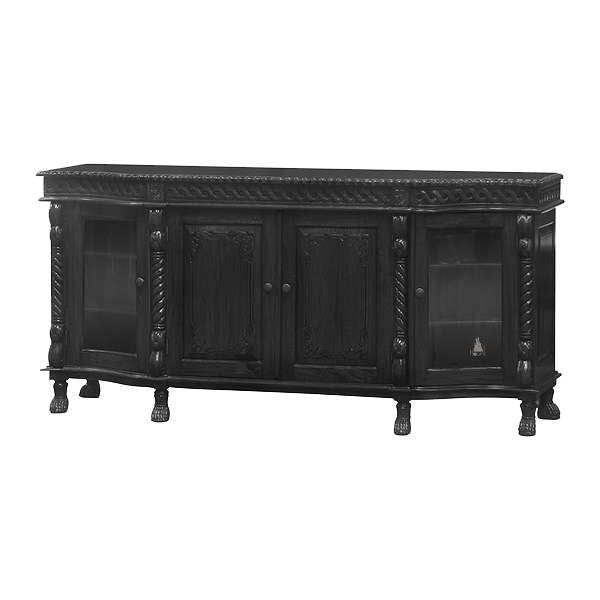 custom Luxe Buffet sideboard with carved columns, cabinet doors and display sections - additional view 2