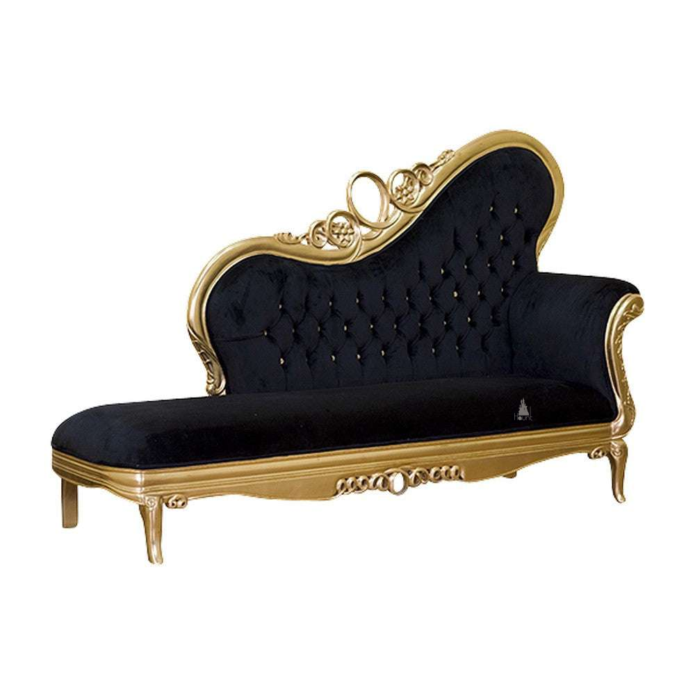 custom Mafia Chaise with sweeping button-tufted back and long upholstered seat - additional view 2