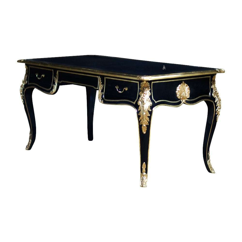 custom Mafia Desk with drawer storage, cabriole legs and carved accents - additional view 2