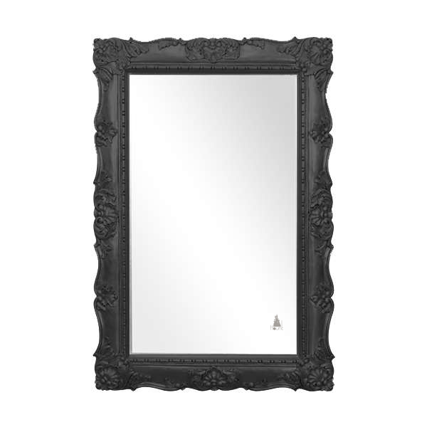 custom Mafia Mirror with tall rectangular carved frame and ornate relief details