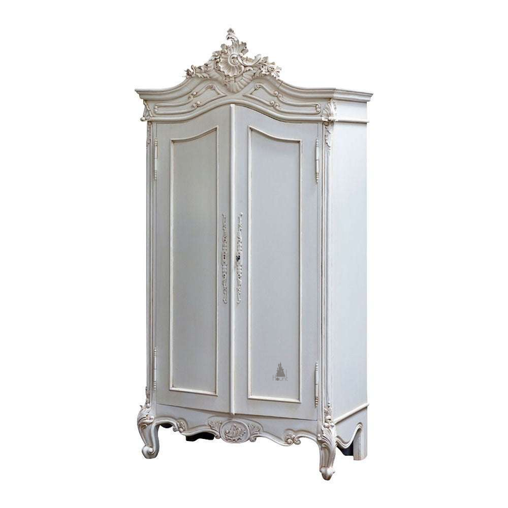 custom Maleficent Armoire with tall double doors, carved crest and ornate wardrobe frame - additional view 2