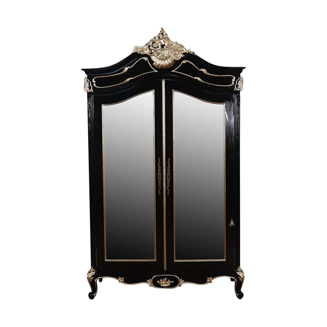 custom Maleficent Armoire with tall double doors, carved crest and ornate wardrobe frame - additional view 3
