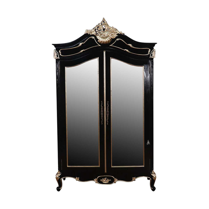 custom Maleficent Armoire with tall double doors, carved crest and ornate wardrobe frame - additional view 3
