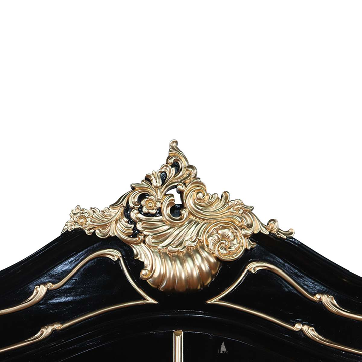 custom Maleficent Armoire with tall double doors, carved crest and ornate wardrobe frame - additional view 4