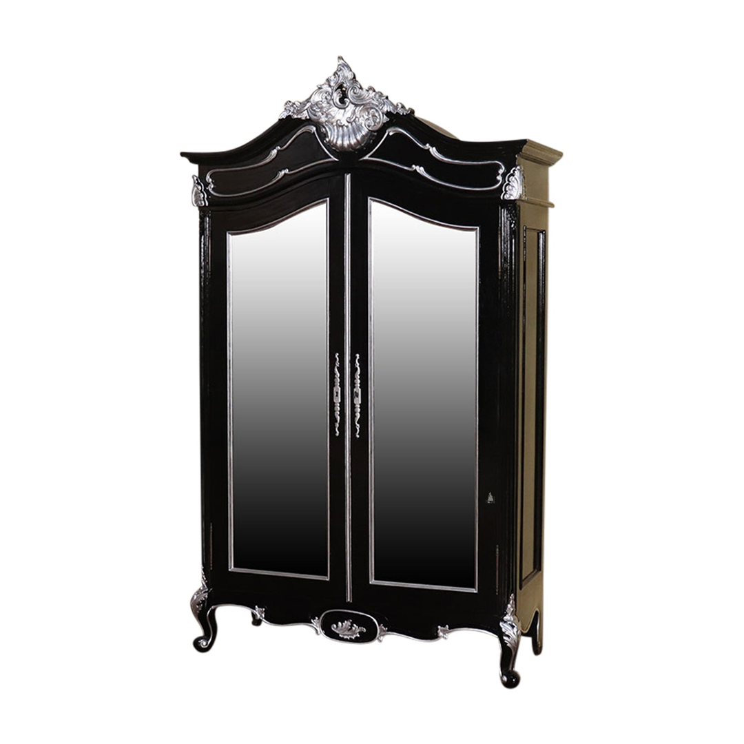 custom Maleficent Armoire with tall double doors, carved crest and ornate wardrobe frame - additional view 6