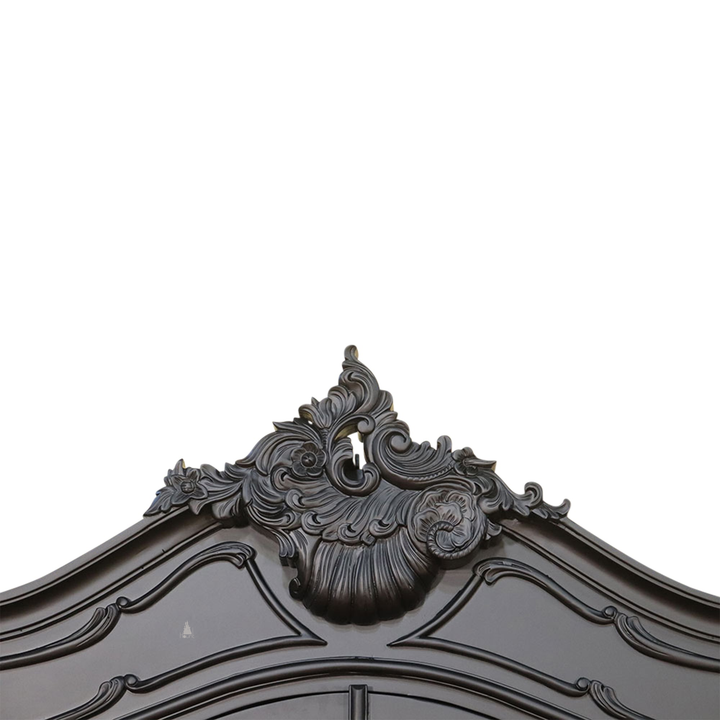 custom Maleficent Armoire with tall double doors, carved crest and ornate wardrobe frame - additional view 8