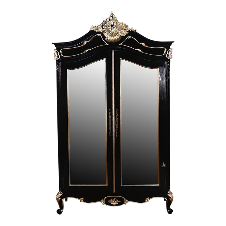 custom Maleficent Armoire with tall double doors, carved crest and ornate wardrobe frame - additional view 9