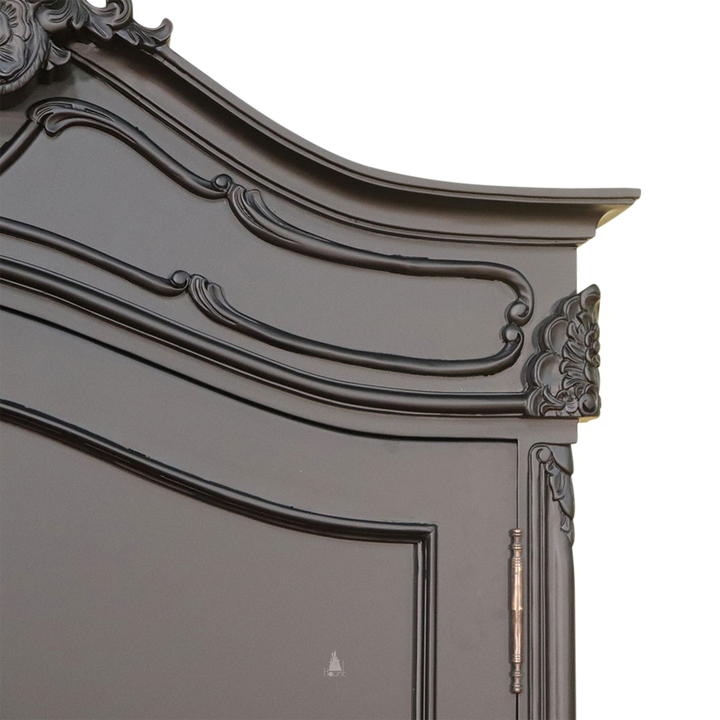 custom Maleficent Armoire with tall double doors, carved crest and ornate wardrobe frame - additional view 13