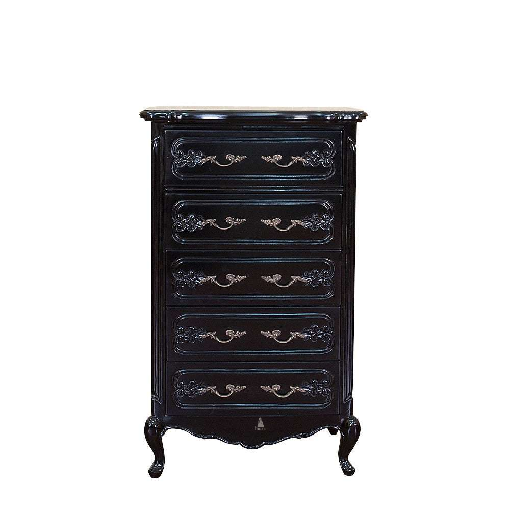 custom Maleficent Tallboy with stacked drawers, moulded fronts and decorative hardware - additional view 2
