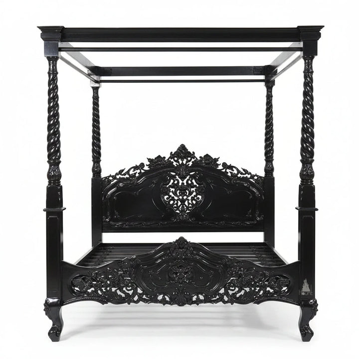 Another view of the Nymph Canopy Bed, a celebration of graceful gothic design