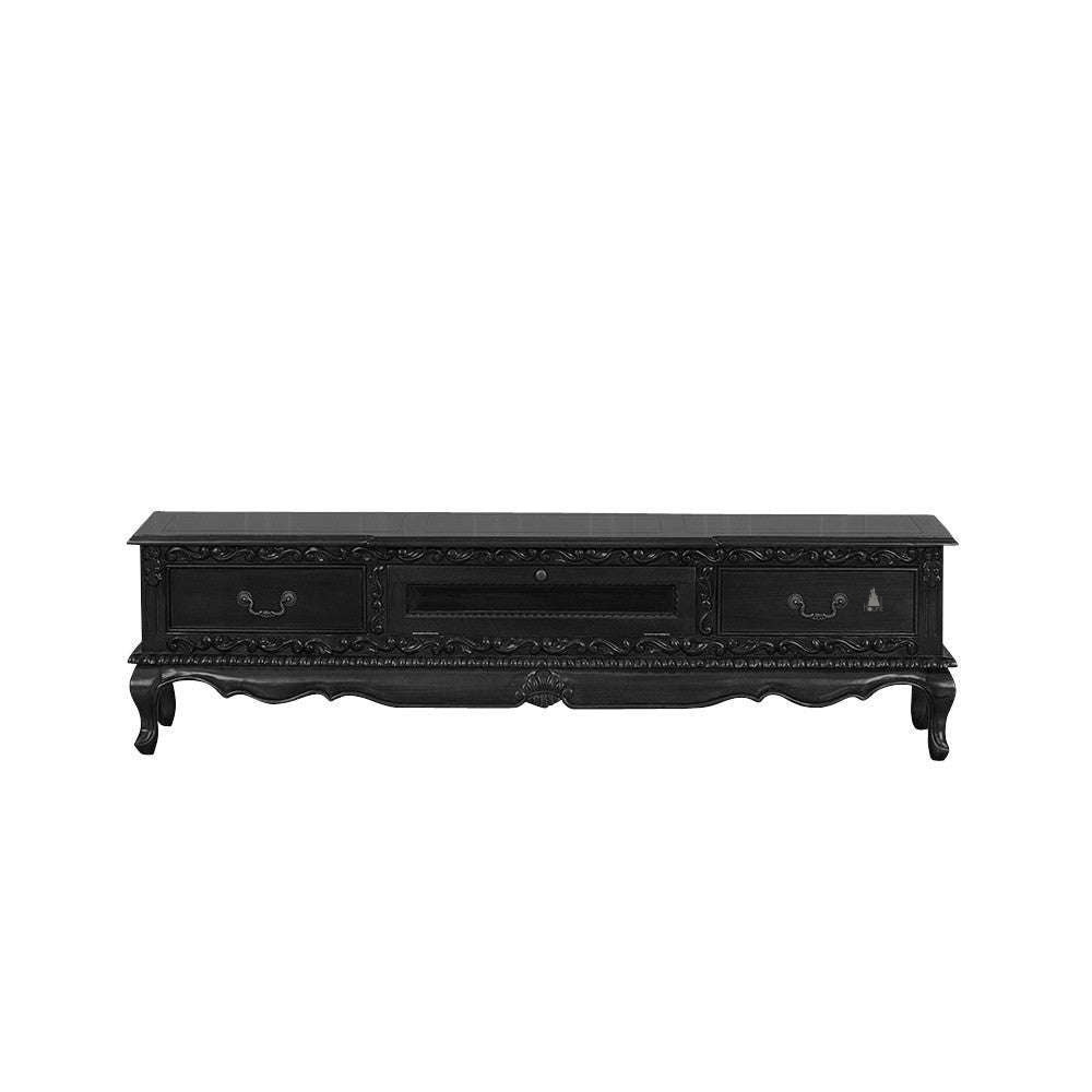 Another view of the Odyssey TV Cabinet, a long low media cabinet with a central open component space