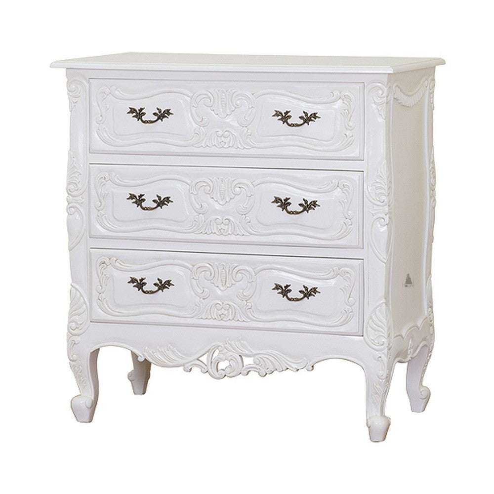 Another view of the Poison Ivy Tallboy, a vertical chest of drawers with three broad drawers