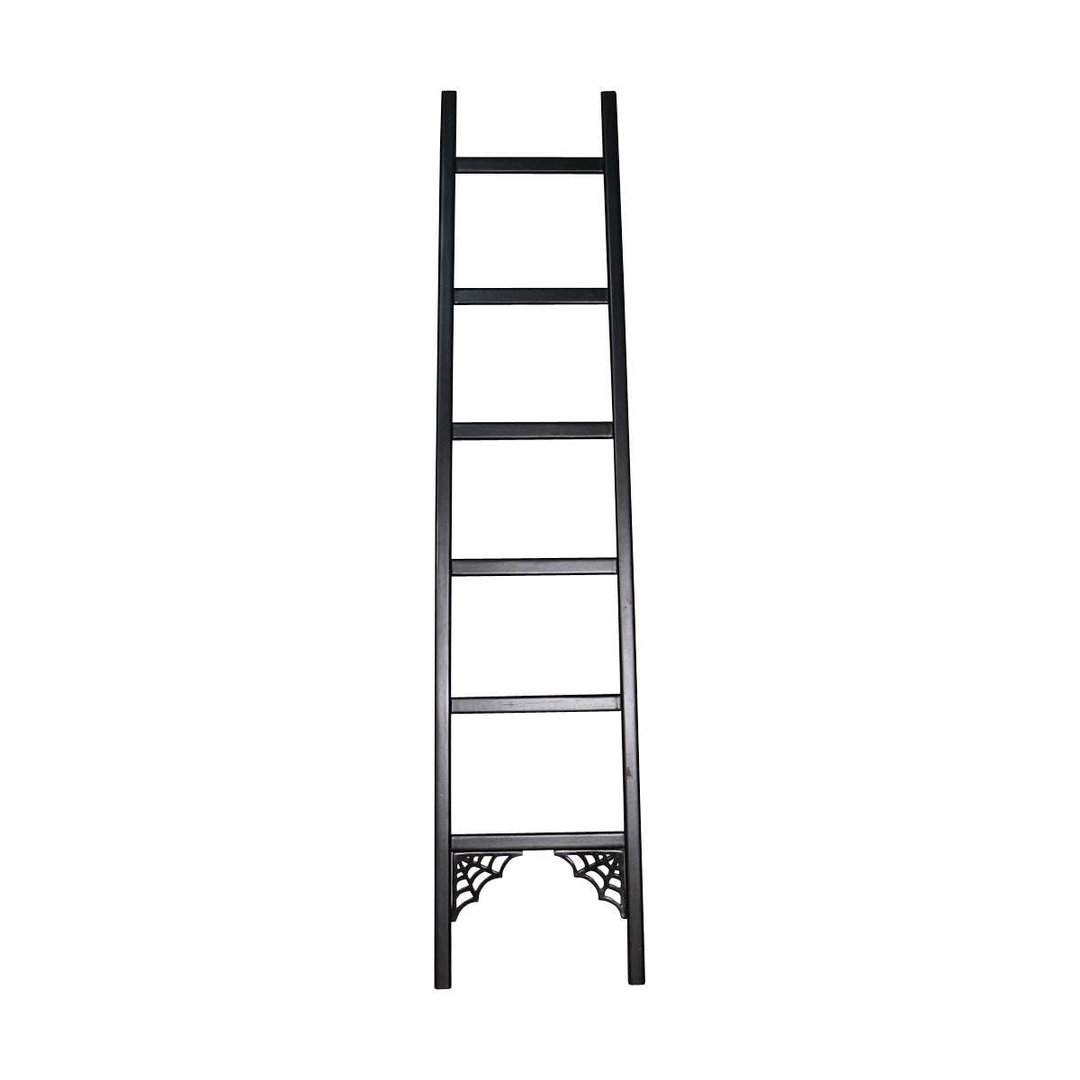 Another view of the Queen of the Damned Webbed Bookcase, a tall black gothic bookcase with a red interior