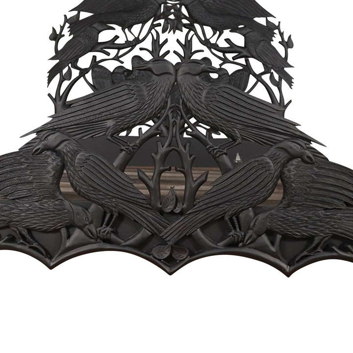 Another view of the Raven Bed, with carved ravens and branching openwork