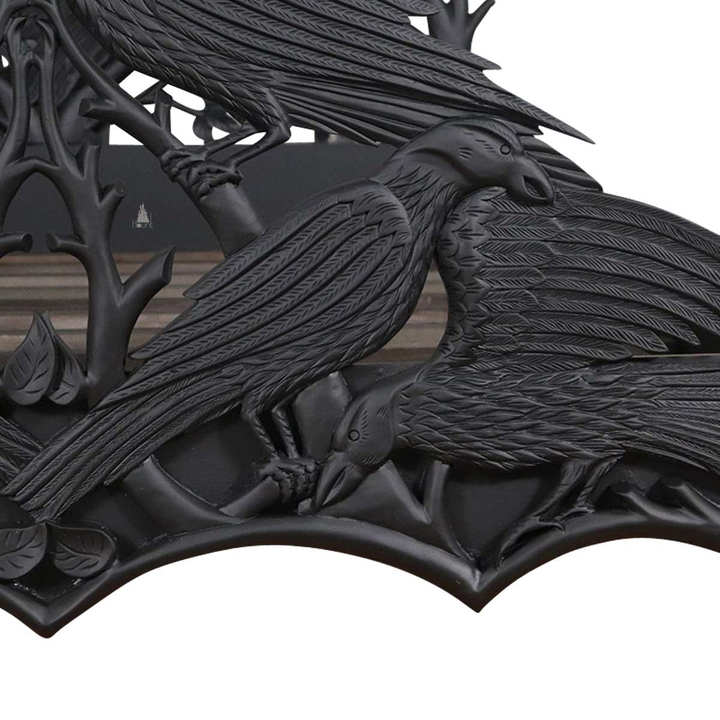 Another view of the Raven Bed, with carved ravens and branching openwork