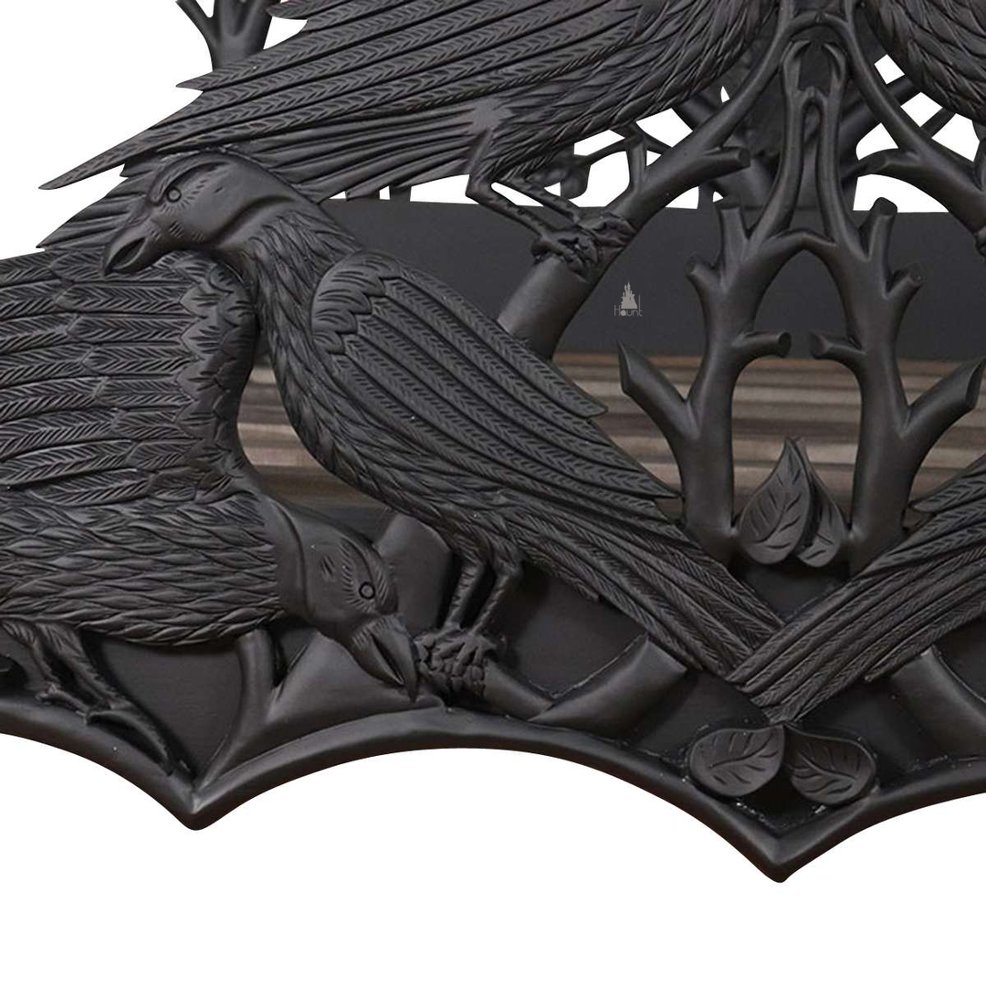 Another view of the Raven Bed, with carved ravens and branching openwork