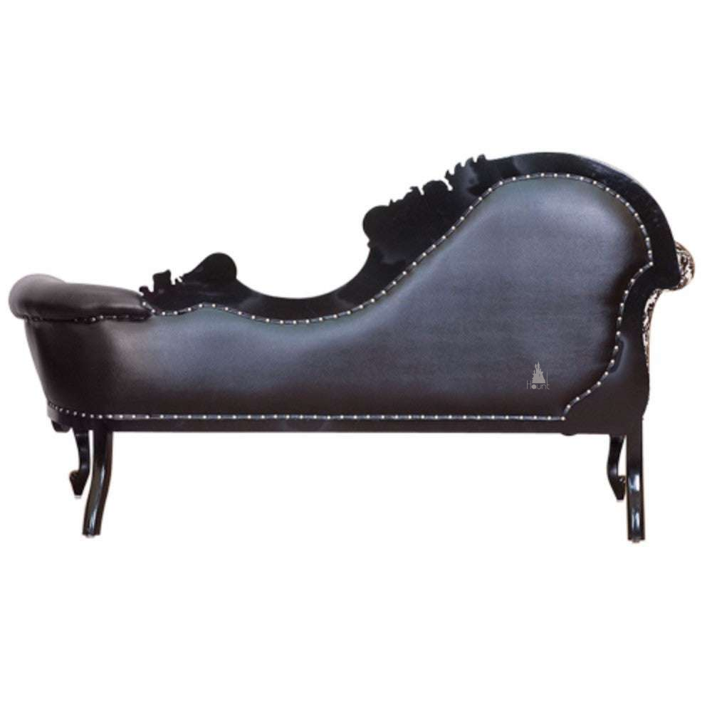 Another view of the Seduce Chaise, a romantic gothic chaise with a curved high back