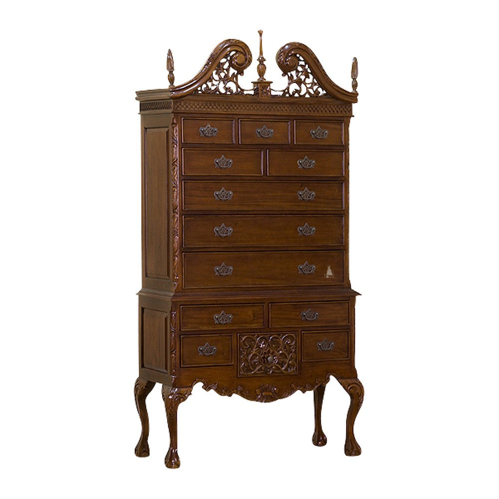 Vampiress Tallboy, a tall Queen Anne inspired chest of drawers
